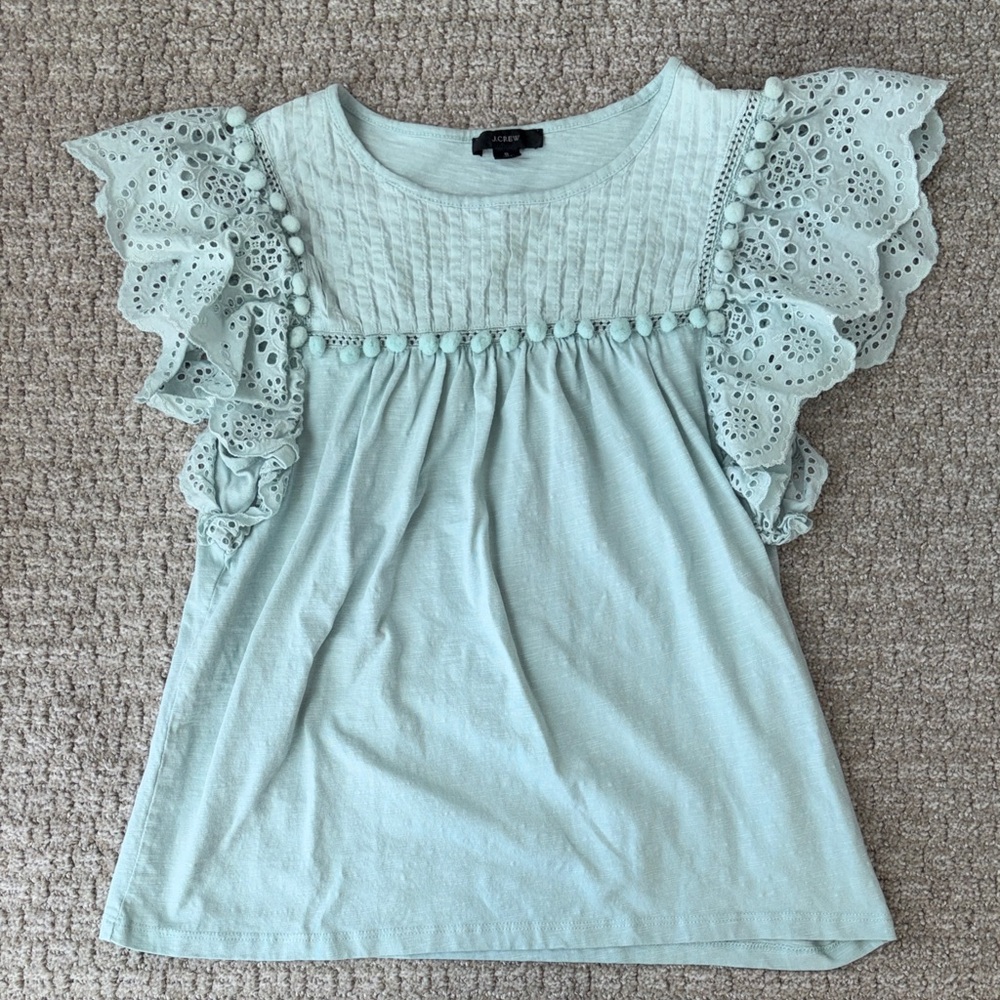 J. Crew Light Green Textured Top
